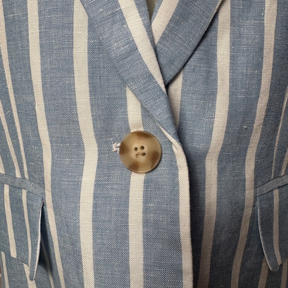 Philosophy Blue & White Striped Linen Blend Blazer – Sz S - Picture 9 of 9
